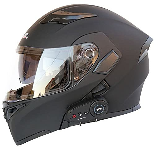 BCCDP Motorradhelm Klapphelm Mit Bluetooth - Klapphelm Motorrad Herren - RollerHelm Bluetooth-Helm Mit Doppelvisier, ECE Genehmigt Motorradhelm Für Damen Und Herren M~XXL