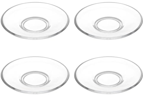 Cabilock 4Er Set Untertasse Aus Glas Runde Glasunterteller 9 Cm Für Teetassen Kaffee Snacks Und Desserts Transparent Für Zuhause Hotel Restaurant