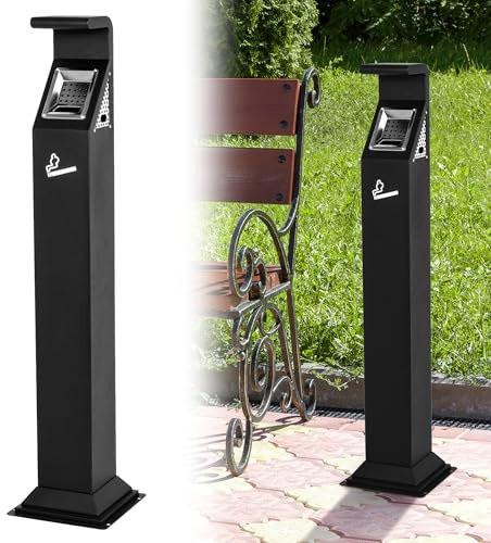 AIWFL Commercial Trash Disposal with Removable Inner Barrel, Lock Design, Standing Metal Ash Receptacle for Outside Sidewalk Office Restaurant Bar Convenience Store