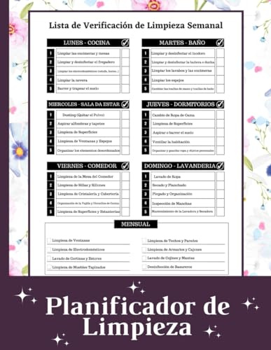 Planificador de Limpieza: Control diario, semanal y mensual de las tareas del hogar | Planificador de limpieza del hogar con listas de verificación y ... pendientes.... Plan de limpieza de 52 semanas