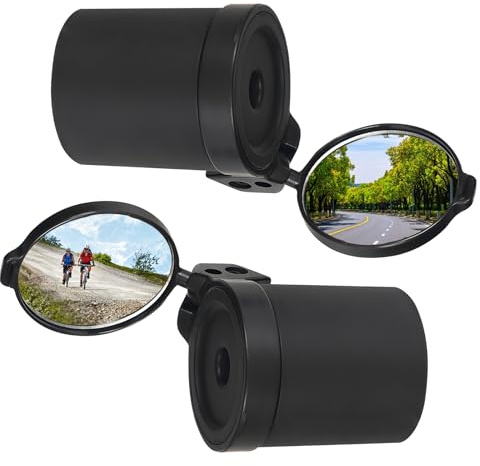 cimsfcor 2 Pcs Bar End Bike Mirrors, Universal 360° Rotatable Foldable Bicycle Mirrors for Handlebars, Bicycle Mirror for Handlebars for Mountain Road Bike, Bar Calibre 32-36mm, Mirror Diameter 36mm