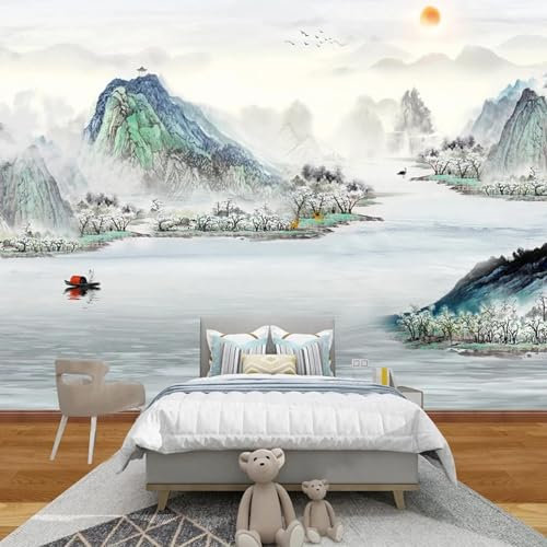 MIXUEXUNLU Mural Wallpaper Ink Landscape Mural Living Room TV Sofa Bedroom Background Wall Home Decoration