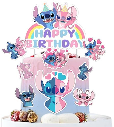 LETSHOLD Decorazioni Torta Compleanno Stich Non Commestibili Bambini (A)