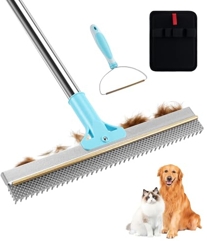 Eliminador de Pelo de Mascotas 3 en 1: Cepillo para alfombras con Mango Largo Ajustable de 160 cm, Guante para Eliminar el Pelo de Mascotas y Cepillo portátil para Eliminar el Pelo de Animales