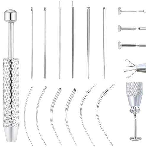 Minxulan 13 Pièces Ensemble de Pince pour Piercing, 14G/16G/18G/20G | Aiguille d Insertion Piercing, Outil de Préhension pour Changer de Bijoux, Pince Piercing Oreille pour Oreille, Nez, Lèvre