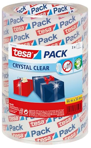 tesa Packband Crystal Clear, kristall-klar, 3 Rollen, 66m x 50mm