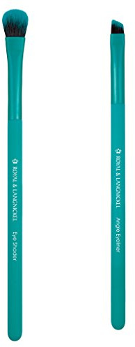 Moda Royal & Langnickel Travel Size EZGlam Duo Cat Eye 2pc Makeup Brush Set Includes -Eye Shader and Angle Eyeliner Brushes, Teal, BMD-EGCE