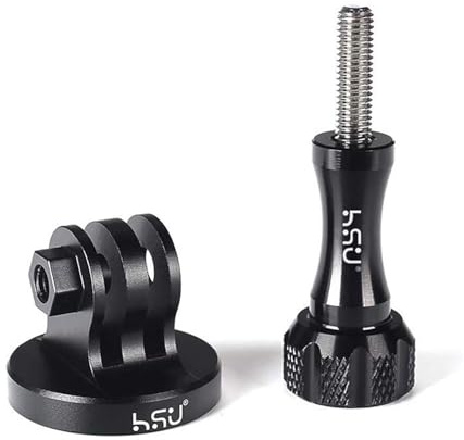 HSU Aluminium Stativ Adapter för GoPro Hero 11/10/9/8/7/6/5/4/3 med räfflad skruv svart