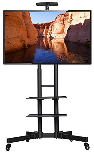 Yaheetech Supporto/Carrello TV Pavimento per Schermi LCD/LED/PLASMA 30-60 Pollici con Ruote Portata 50 kg Max VESA 600 x 400 mm 3 Ripiani Altezza Regolabile Gestione di Cavi Portata 50 kg