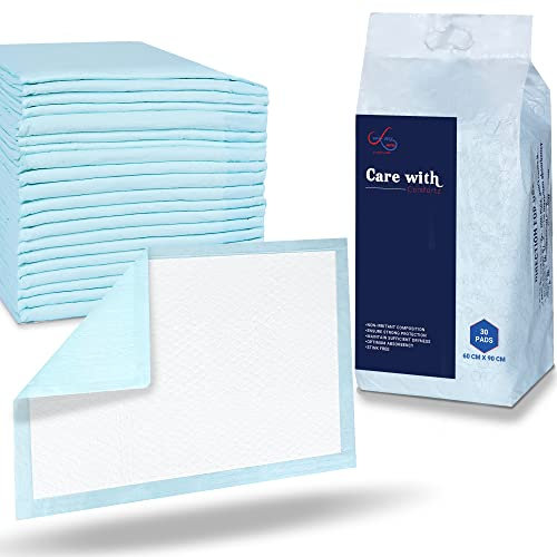 Waterproof Comfortz Incontinence Bed Pads 90 x 60cm, 30 Sheets, Disposable - 1100ml Highly Absorbent Soft Wetting Sheets, Odorless & Leak Proof Bed Pads – Suitable for Mattress, Sofa or Chair