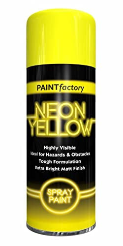 Neon All Purpose Aerosol Bright Spray Matt Gloss Spray Paint Satin Primer Metal Wood Plastic Fabric Indoor Outdoor, Interior & Exterior Paints 200ml (Yellow Spray)