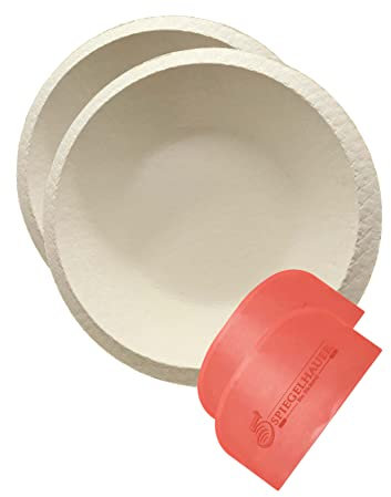 Bäckerei Spiegelhauer Gärkörbchen 2 Stück rund 26cm für 1 kg I mit 2 Teigschabern I Gärkörbchen Set I Brotfrom Gärkorb