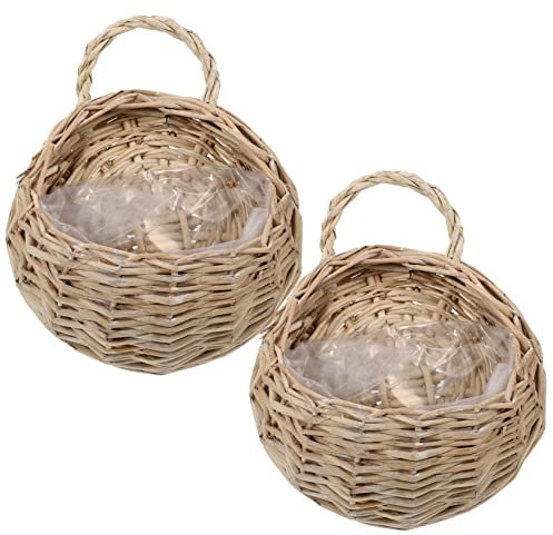 Cabilock Cestini Sospesi in Rattan 2 Pezzi Cestino Portaoggetti e Fioriera da Parete Contenitore Decorativo per Hotel Organizer per Verdure o
