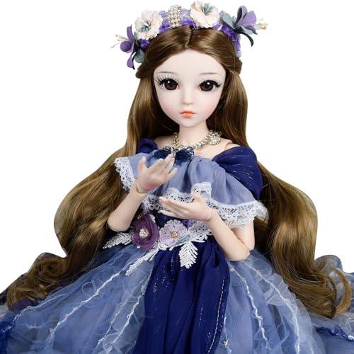 EVA BJD 1/3 BJD dockboll mekanisk fogdocka 61 cm prinsessa SD-docka med smink + fullständiga tillbehör (Luna)
