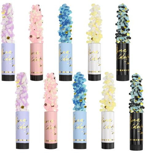 DRERIO Spara Coriandoli per feste e matrimonio, 10 pezzi, sparacoriandoli biodegradabili, per laurea, party popper biodegradabili, multicolor da 11 cm, per lauree e matrimoni (Multicolor)