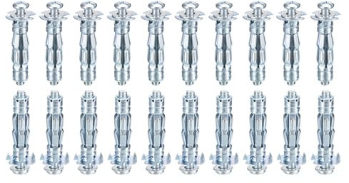DTGN M5x37mm Hollow Wall Anchors - 35 Pack - Good for Hollow Wall Plaster Walls - Carbon Steel Hollow Drywall Anchors Screws, Silver