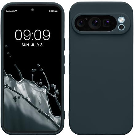 kwmobile Case Compatible with Google Pixel 9 Pro Case - Protective Slim TPU Phone Cover - Soft Matte Finish - Dark Slate