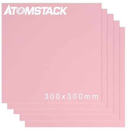 ATOMSTACK 6 pannelli di legno rosa tinti su entrambi i lati, incisi a laser, compensato MDF, spessore 3 mm, per incisione, intaglio, pittura e decorazione, 6 pezzi da 300 x 300 mm