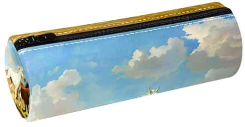 VAPOKF Trousse à crayons en cuir avec deux chevaux dans le désert - Pour ranger des stylos, des pièces de monnaie, des cosmétiques, des fournitures de bureau ou des étudiants, multicolore,