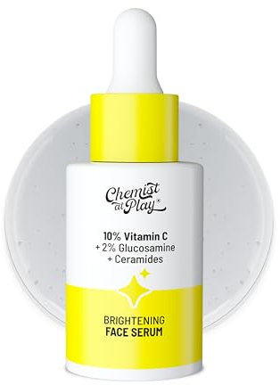 Chemist At Play 10% Vitamin C Face Serum |Brightens & Gives Glow |Fades Dark Spots |Treats Hyperpigmentation| Balances Melanin Production | Ethyl Ascorbic Acid & Glucosamine | For All Skin Types 30ml