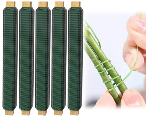 ZDL Blumendraht Verzinkt,5pcs Basteldraht,Bindedraht Garten,Blumenwickeldraht,Bindedraht Geglüht,Wickeldraht lose auf Holzwickel,Befestigung von Blumen und Pflanzen,Bindedraht,Basteldraht