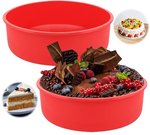 2 Pièces Moule Silicone Rond Antiadhésif pour Gâteau Arc-en-ciel, Gâteau Éponge et Pâtisserie D'anniversaire