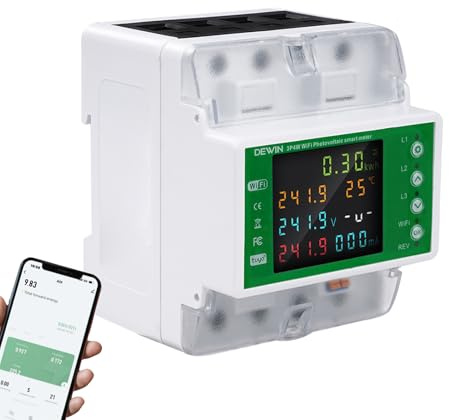 DewinLVD WiFi Stromzähler, Stromzähler 3 phasen 4P mit Überspannungsschutz Unterspannungsschutz Überstromschutz Zwischenzähler mit Farbbildschirm Tuya App 100A 380VAC