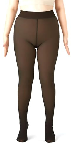 ZXTGBQ Collant Termici Donna, Calzamaglia Termica Donna Invernali, Effetto Velato Trasparente Collant, Vita Alta, Leggings Termici in Pile (Nero)