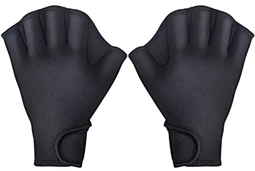 Odoukey Black M Gants Aquatiques Entraînement De Natation Gants De Natation Palmés pour Hommes Femmes Adultes Enfants Résistance à l'eau Fitness