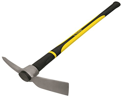 Truper Pick Mattock, 2.5 lb Forged Steel Head, 36-Inch Fiberglass Handle with Rubber Grip, Heavy-Duty Digging and Clearing Tool (Model TP 2 1/2F / 32655)