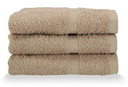 Gabel Juego de 3 Toallas de Invitados, Esponja de algodón Puro hidrofílico, 40 x 60 cm, Greige