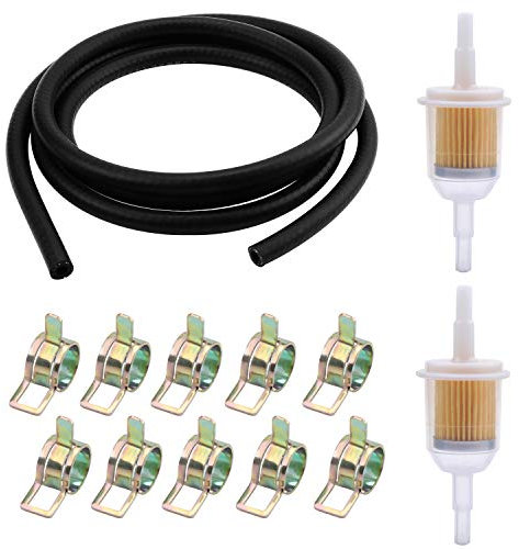 WiMas Kit Tubo Benzina, Kit Filtro Benzina Benzina Tubo a Vuoto, 2 Metri Linea Carburante + 2PCS 6mm/8mm Filtri Carburante + 10PCS Fascette Stringitubo (Style 1)