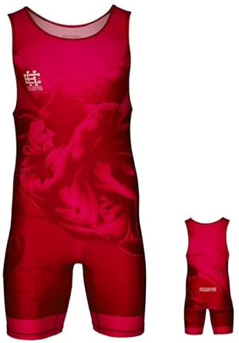 Extreme Hobby - brottardräkt för barn WRESTLING – professionell brottningsdräkt, brottningskläder barn, brottarlinne, wrestling singlet, färg: röd, storlek: 140