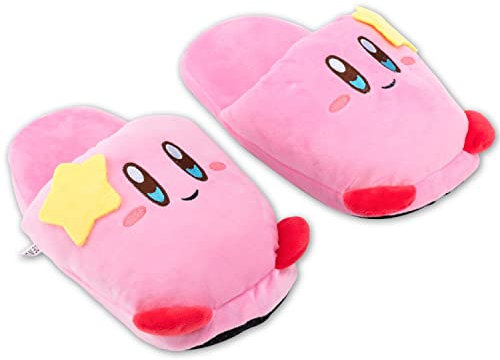 Glopastel Pink Puff Ball Slippers - Cute Anime Video Game Smash Bros Star Allies Forgotten Land Plush Pink Pastel Fuzzy Slip On House Shoes One Size Adults Women Medium