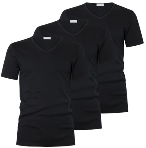 Liabel T-Shirt 2828-53 Uomo Scollo a V Caldo Cotone. Conf. 3pz. Nero XXL