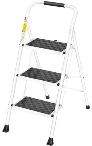 HBTower 3 Step Ladder, 3 Step Stool for Adults Folding Step Stool