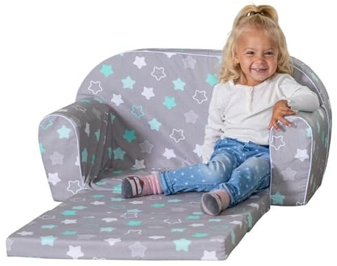 Besttoy - Kindersofa - Sterne - grau/weiß/türkis