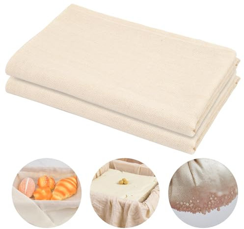 Lot de 2 Étamine en Coton, Mousseline Alimentaire, Chiffon Coton à Fromage, Tissu Filtrant Lavable Non Blanchi Réutilisable, Toile en Tissu pour Végétal Filtrer Vin Fruits Lait de Noix 90×90cm