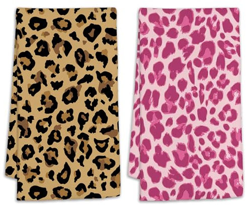 Handtücher mit Leopardenmuster, 2 Stück, dekoratives Handtuch, Badetuch für Badezimmer, Küche, Zubehör, Hotel, Spa, Valentinstag, Muttertag, Hochzeit, Geschenke, 45,7 x 61 cm