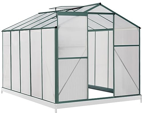 XEMQENER 8x6 FT Polycarbonate Greenhouse with Base