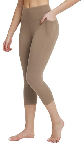 baleaf Legging de sport avec poche pour femme - Pantalon capri d'été 3/4 - Pantalon de sport court 7/8 - Leggings opaques taille haute - Pantalon de yoga - Pantalon de course - Pantalon de fitness
