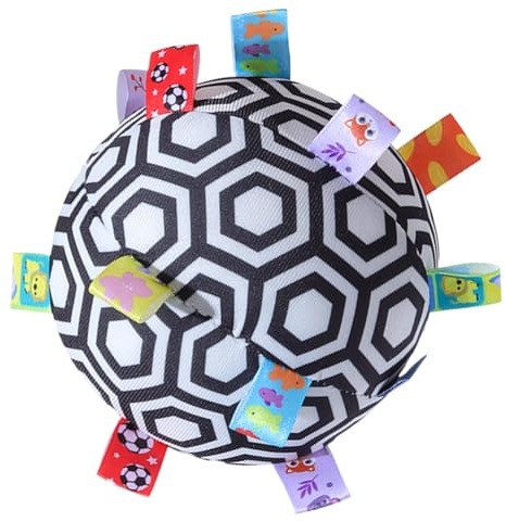 Zuasdvnk Bola sensorial, Bola sensorial de Tela,Juguete multisensorial de Peluche con sonajero - Juguetes de Agarre de Colores de Alto Contraste, Bola con Etiqueta de Cinta para niños de 0 a 12