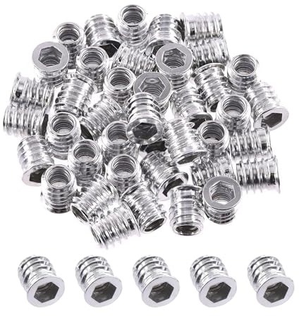 ORTAVA skruvmutter M8 × 20 mm, 40 stycken gänginsats trä M8, gänginsatsmuttrar, galvaniserade sexkantiga gänginsatser för trämöbelsortiment