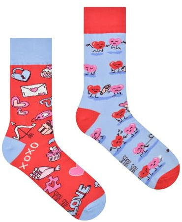 Spox Sox Casual Unisex: calcetines divertidos, locos y coloridos para hombre y mujer, corazones, 36-39