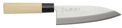 HENDI Couteau japonais Deba, couteau à sushi, couteau de cuisine pour poisson, saumon, viande, couteau à fileter, à désosser, lame: 150mm, longueur totale: 275mm, acier inoxydable