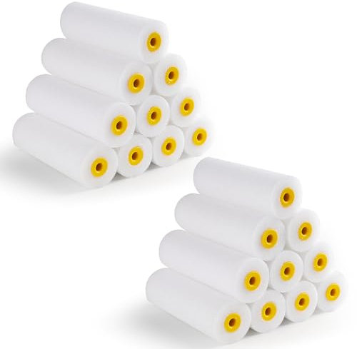 Mister Rui 20x Lackierwalze, 11 cm Schaumwalze, Lackierwalzen, Schaumstoff-Farbroller 4 Zoll, Mini-Farbroller-Abdeckung zum Streichen von Wänden, Schränken