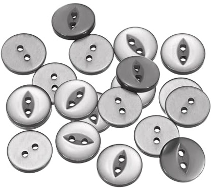 sourcing map 20pcs 24L Grey Round Sewing Buttons 15mm 5/8 Resin 2-Hole Fish Eye Craft Replacement Button for Craft Pants Dress Skirt Clothing Fastener Buttons