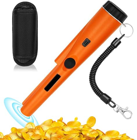 SKIKHN Metalldetektor Pinpointer,Tragbar Metalldetektormit Gürtel, Holster,360° Scan Pin Pointer Metallsucher Wasserdicht mit eingebautem LED Indicator,Alarm Licht, für Goldmünze Hunt,Relikte,Schmuck