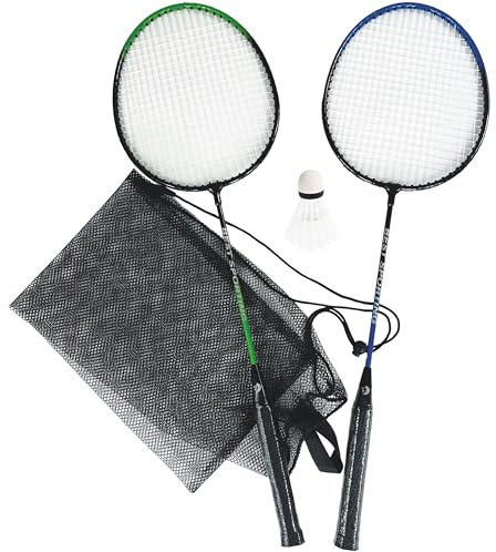 BEST SPORTING Federball Set – 2 Badminton Schläger mit gehärtetem Stahlschaft & PU-Griffband – inkl. Nylon Federball mit Schaumkopf – Outdoor Badminton Set für Kinder & Erwachsene