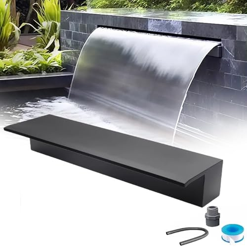 Juego de cascada de acero inoxidable para estanques y piscinas, diseño integrado en la pared que mejora la estética del jardín y el patio
